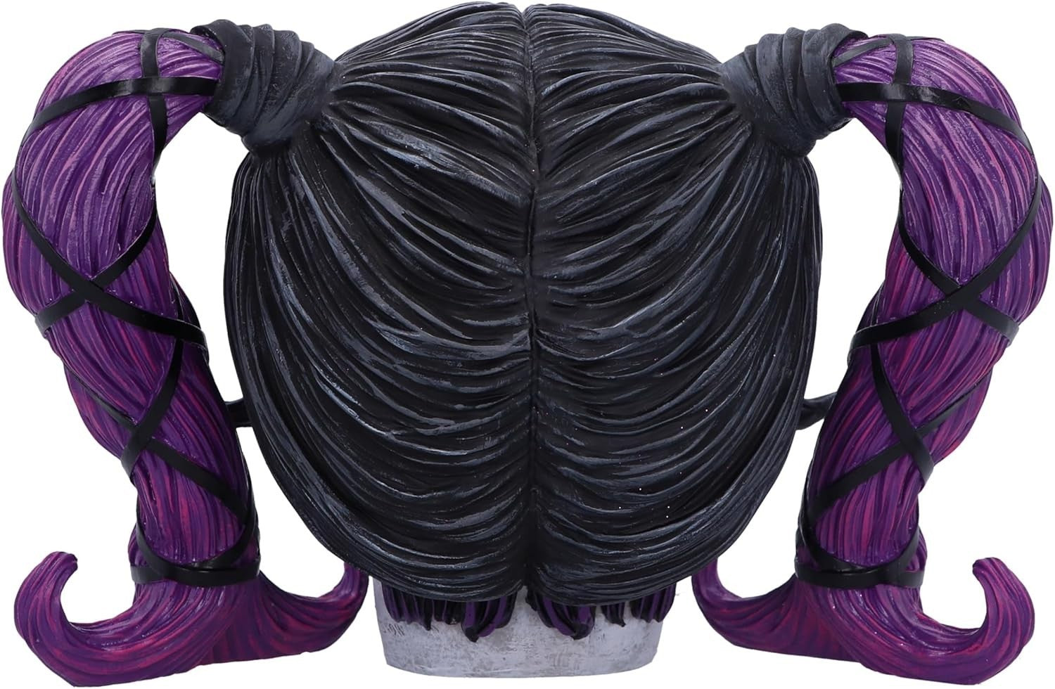 Gothic Skull Figurine 20.5cm Purple Hair Glitter Eyes Resin Horror Ornament - Kwikley