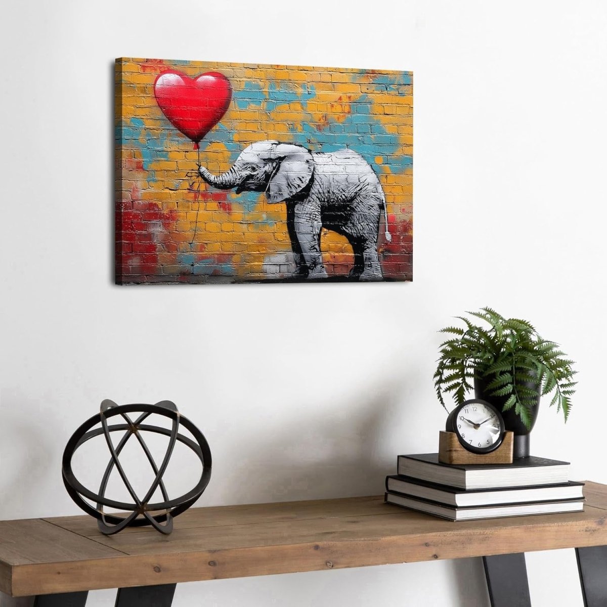 Graffiti Elephant Canvas Wall Art 30x40cm Framed - Kwikley