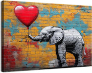 Graffiti Elephant Canvas Wall Art 30x40cm Framed - Kwikley