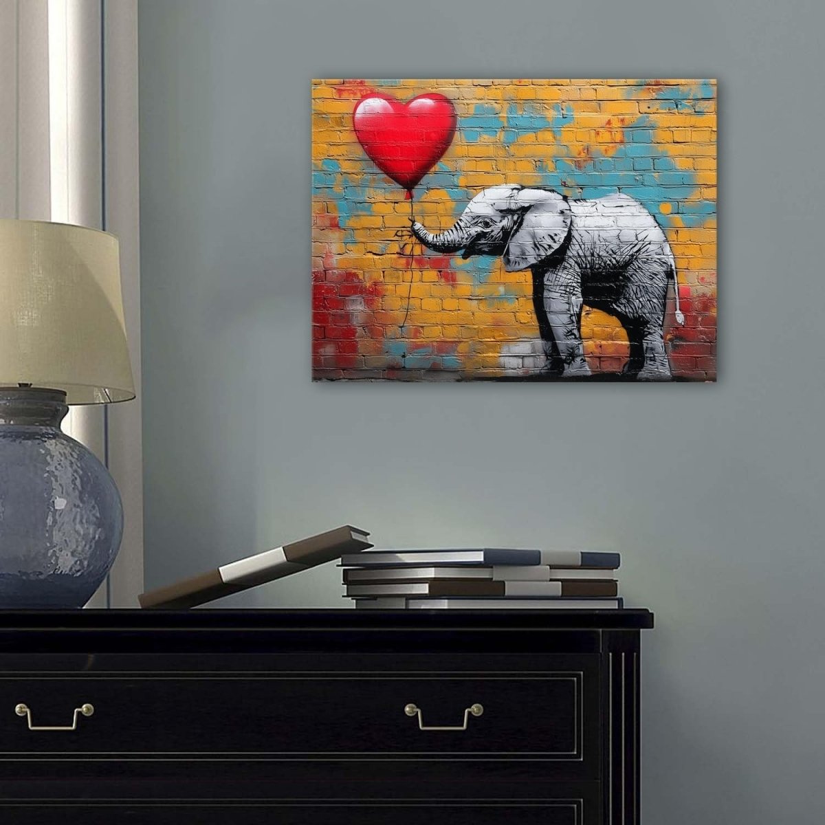 Graffiti Elephant Canvas Wall Art 30x40cm Framed - Kwikley