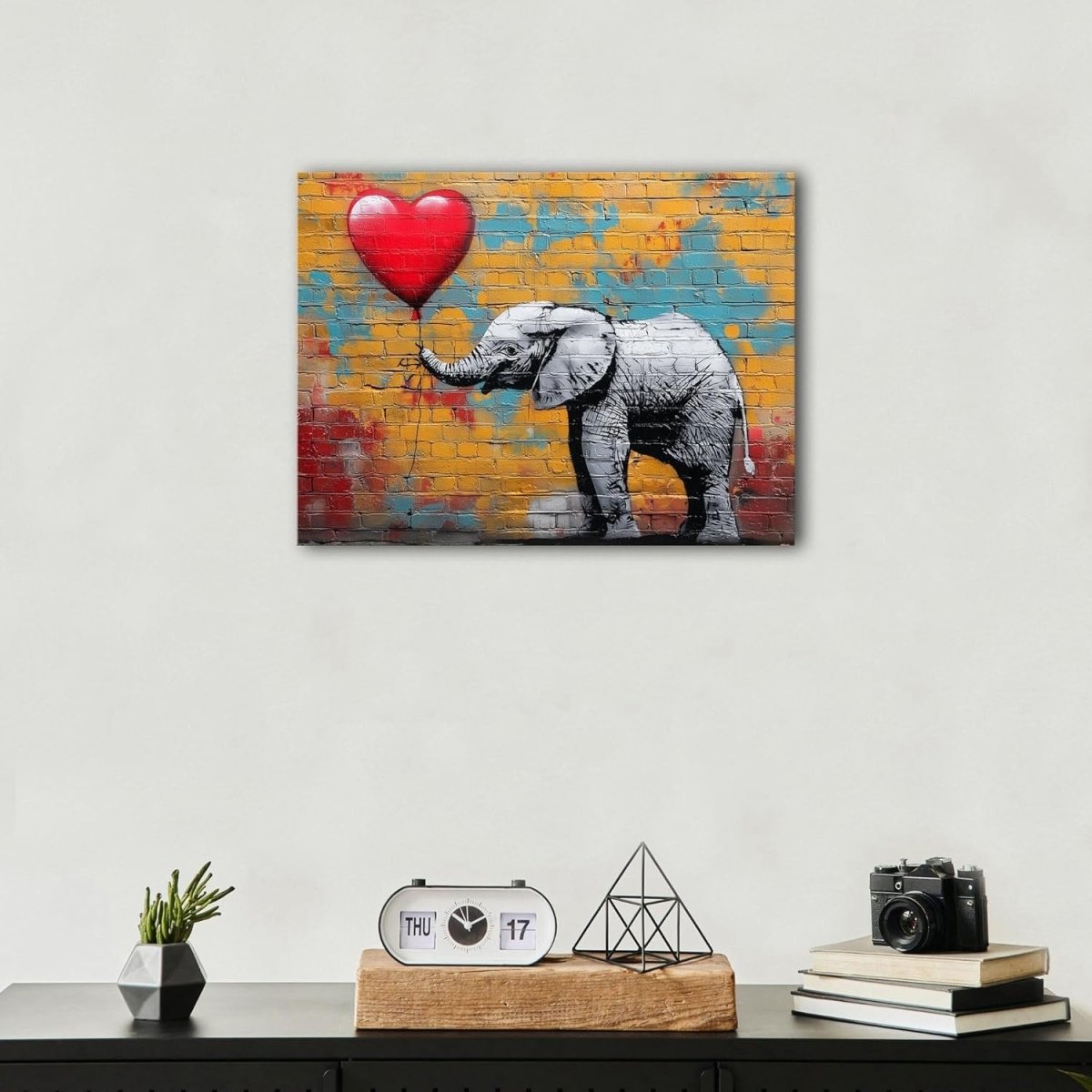 Graffiti Elephant Canvas Wall Art 30x40cm Framed - Kwikley