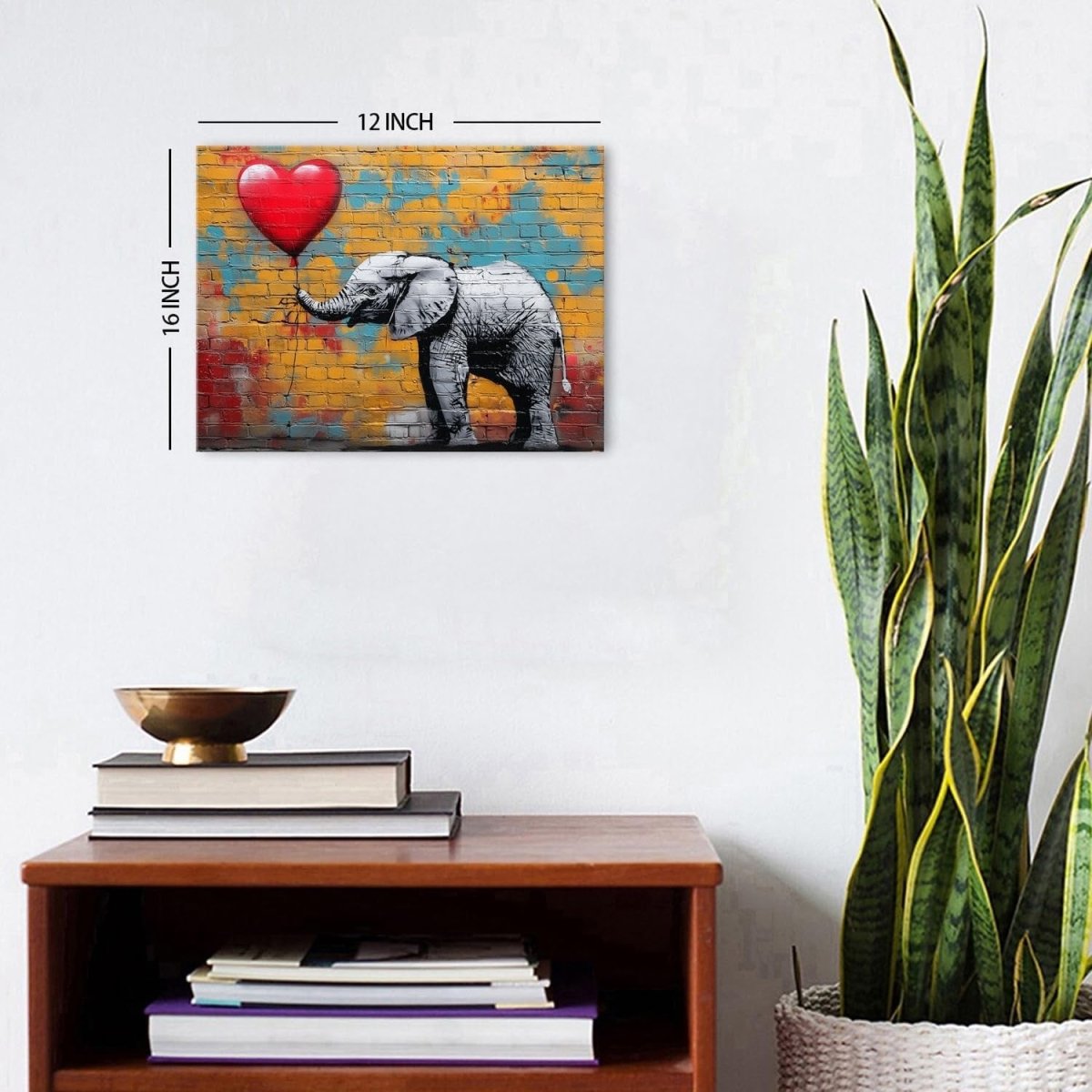 Graffiti Elephant Canvas Wall Art 30x40cm Framed - Kwikley
