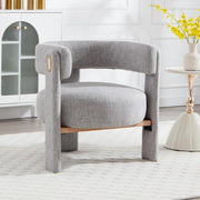 Gray Linen Accent Chair Padded Tub Barrel Lounge Chair - Kwikley