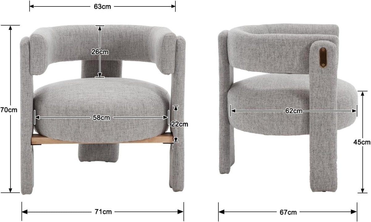 Gray Linen Accent Chair Padded Tub Barrel Lounge Chair - Kwikley