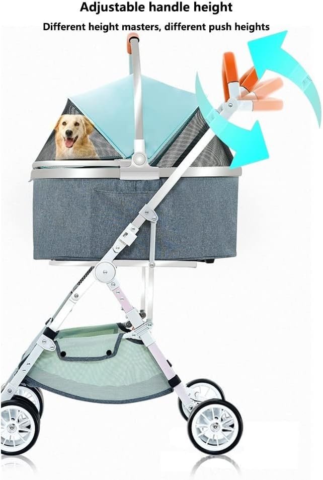 Green 3in1 Pet Stroller Detachable Carrier Car Seat Folding Shock Absorb - Kwikley