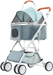 Green 3in1 Pet Stroller Detachable Carrier Car Seat Folding Shock Absorb - Kwikley