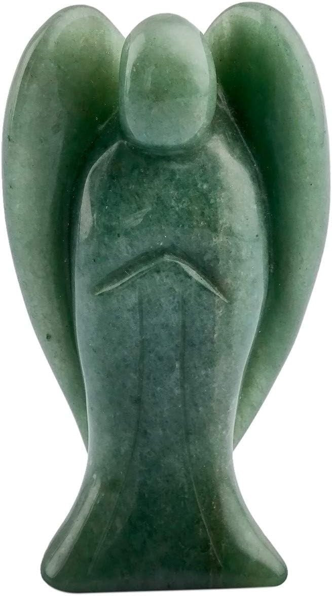 Green Aventurine Guardian Angel 3" Carved Crystal Figurine Healing Luck Decor - Kwikley