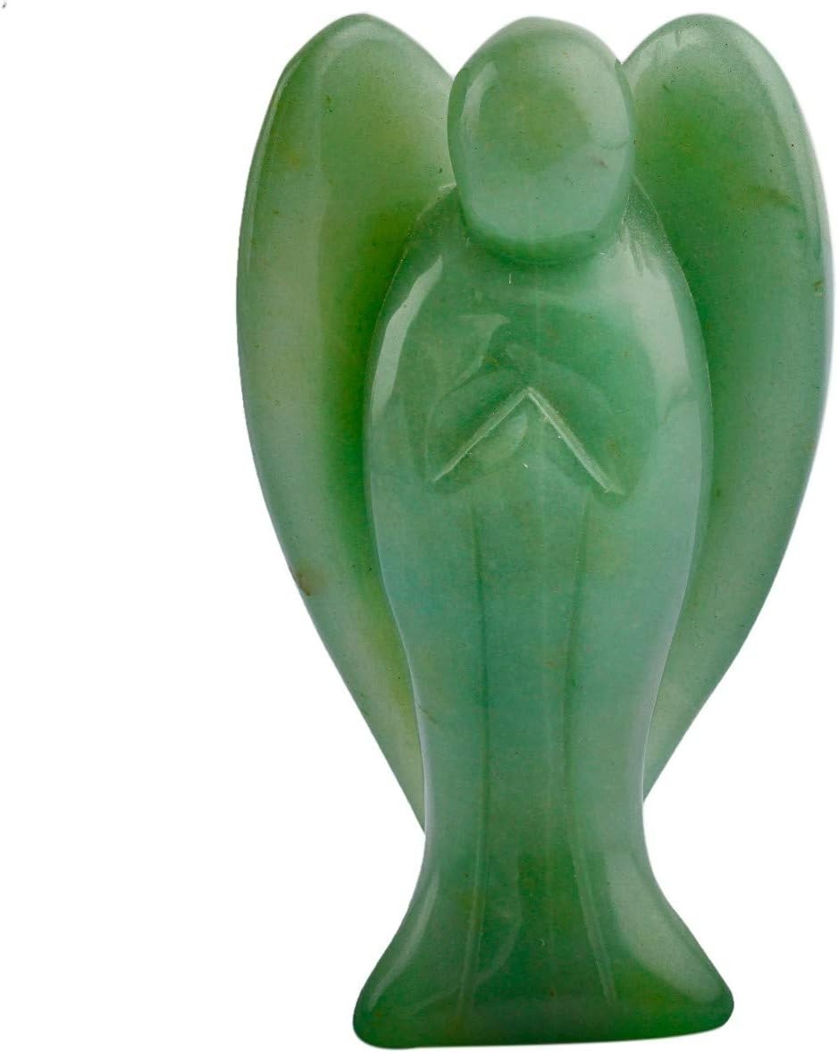Green Aventurine Guardian Angel 3" Carved Crystal Figurine Healing Luck Decor - Kwikley