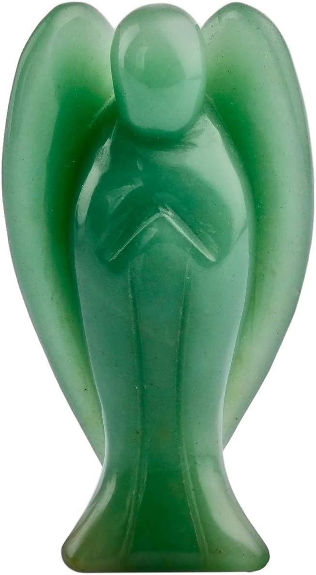 Green Aventurine Guardian Angel 3" Carved Crystal Figurine Healing Luck Decor - Kwikley
