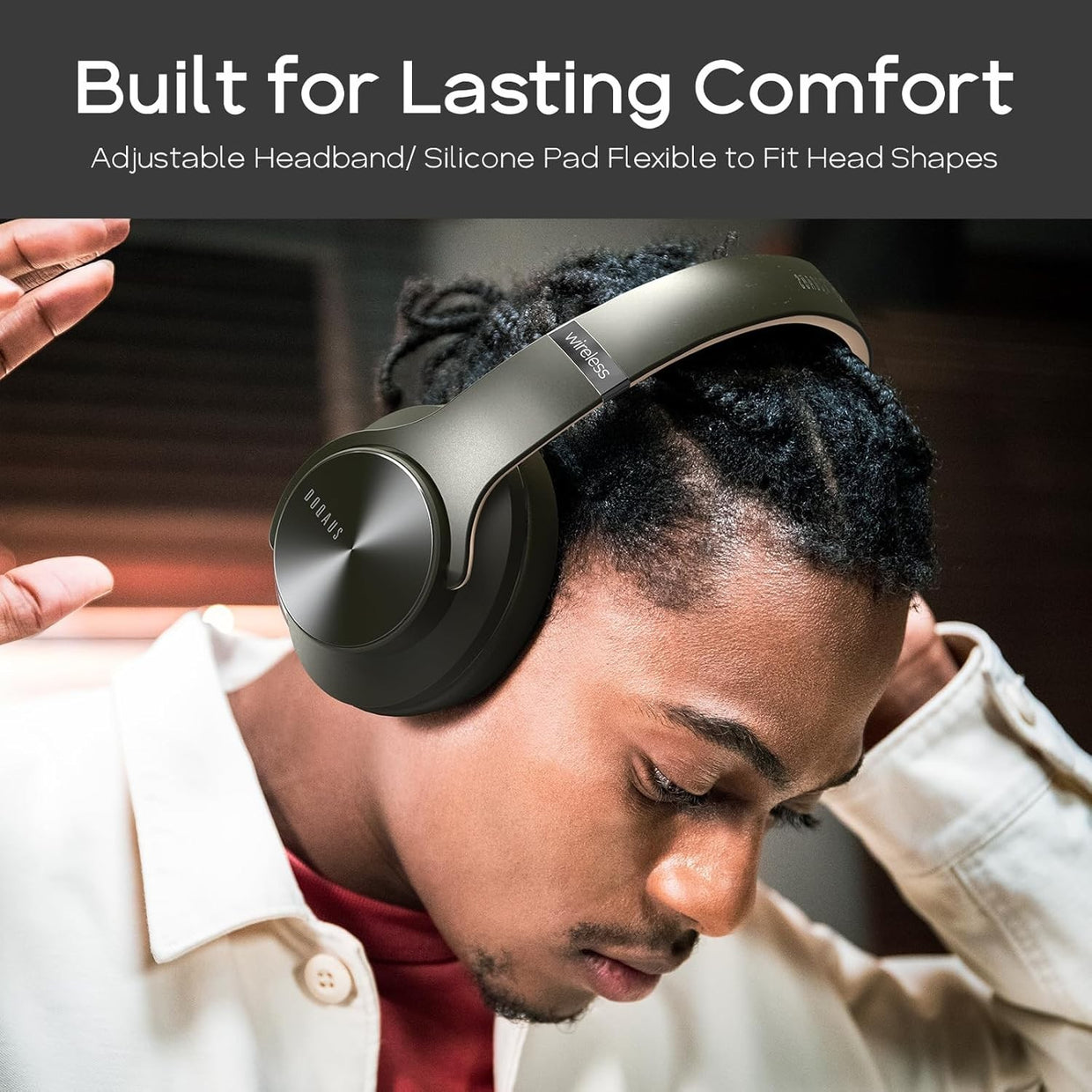 Green Bluetooth 5.3 Headphones 90H 3EQ Foldable Over Ear Built - in Mic - Kwikley
