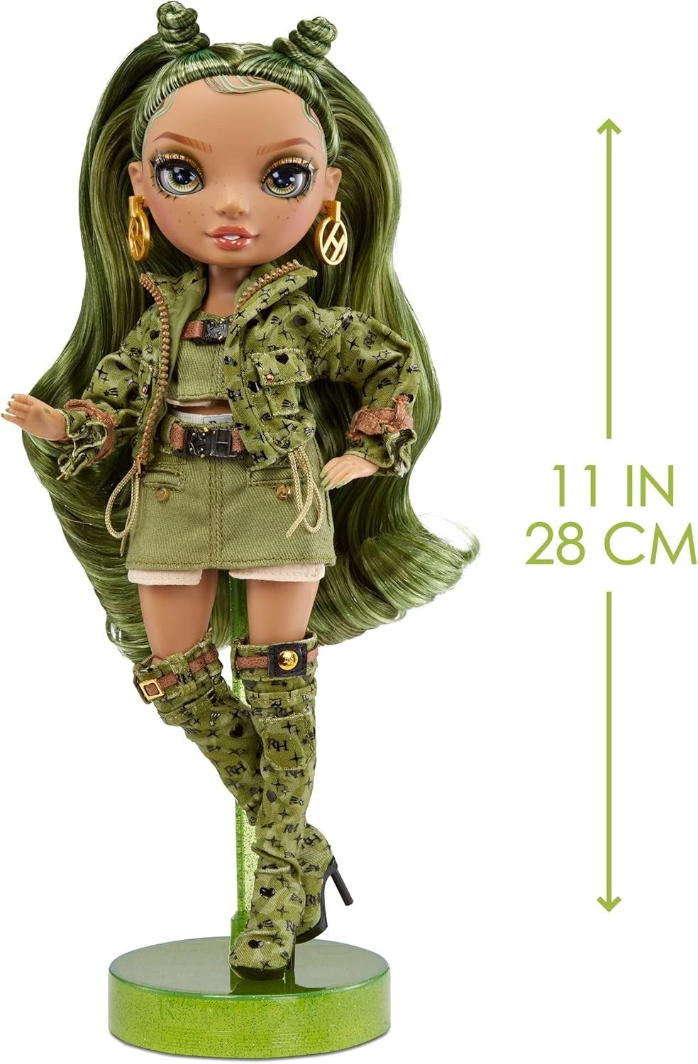Green Camo Fashion Doll Poseable Outfit 10+ Accessories Display - Kwikley