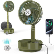 Green Camping Fan – 20000mAh Rechargeable 8" Table Fan w/ Light, Timer & Remote - Kwikley
