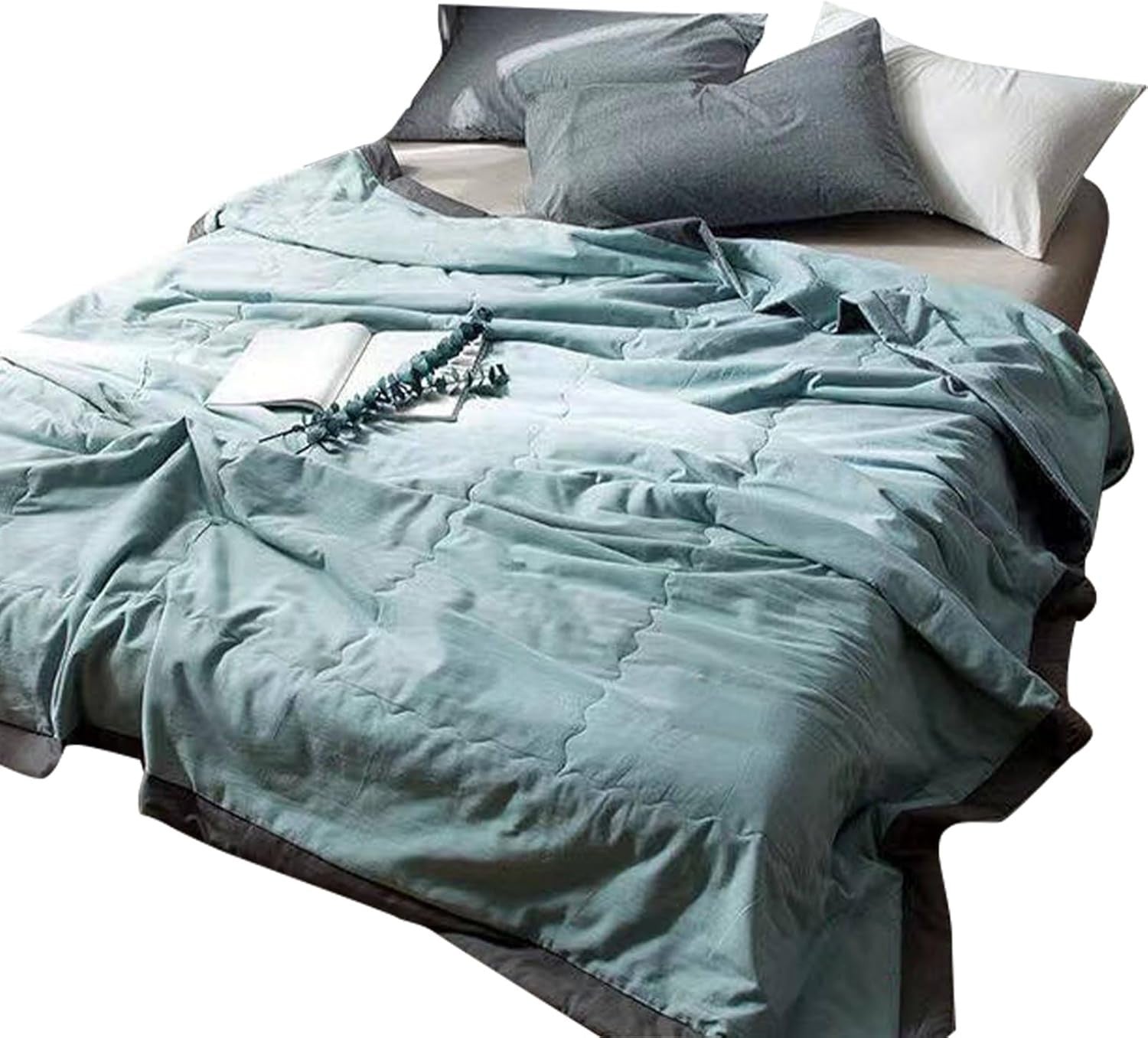 Green Cooling Blanket Summer Breathable Lightweight Throw 5.57x6.56ft - Kwikley