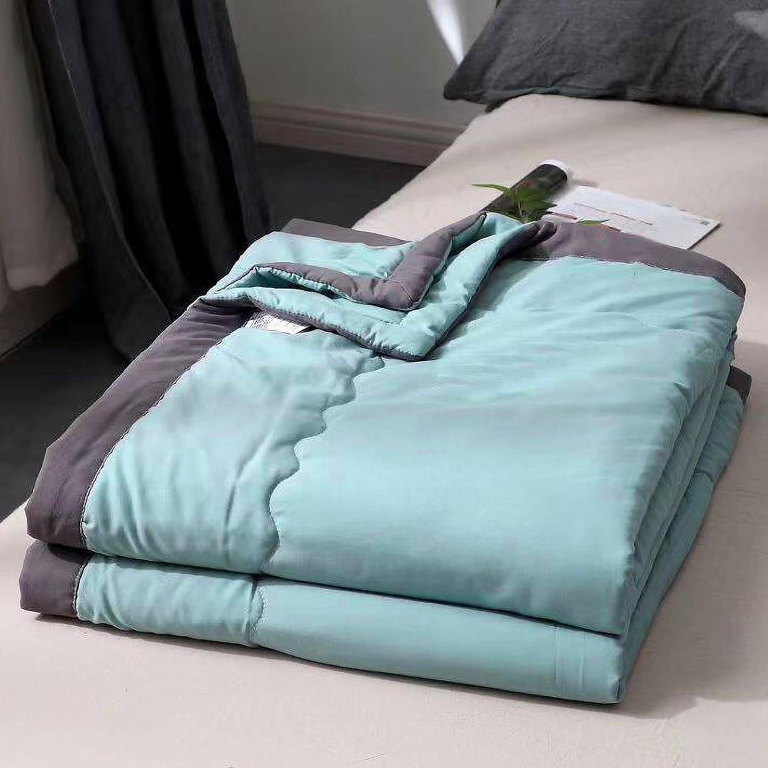 Green Cooling Blanket Summer Breathable Lightweight Throw 5.57x6.56ft - Kwikley