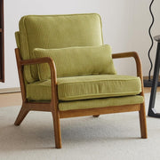 Green Corduroy Accent Chair – Solid Wood Lounge Armchair - Kwikley