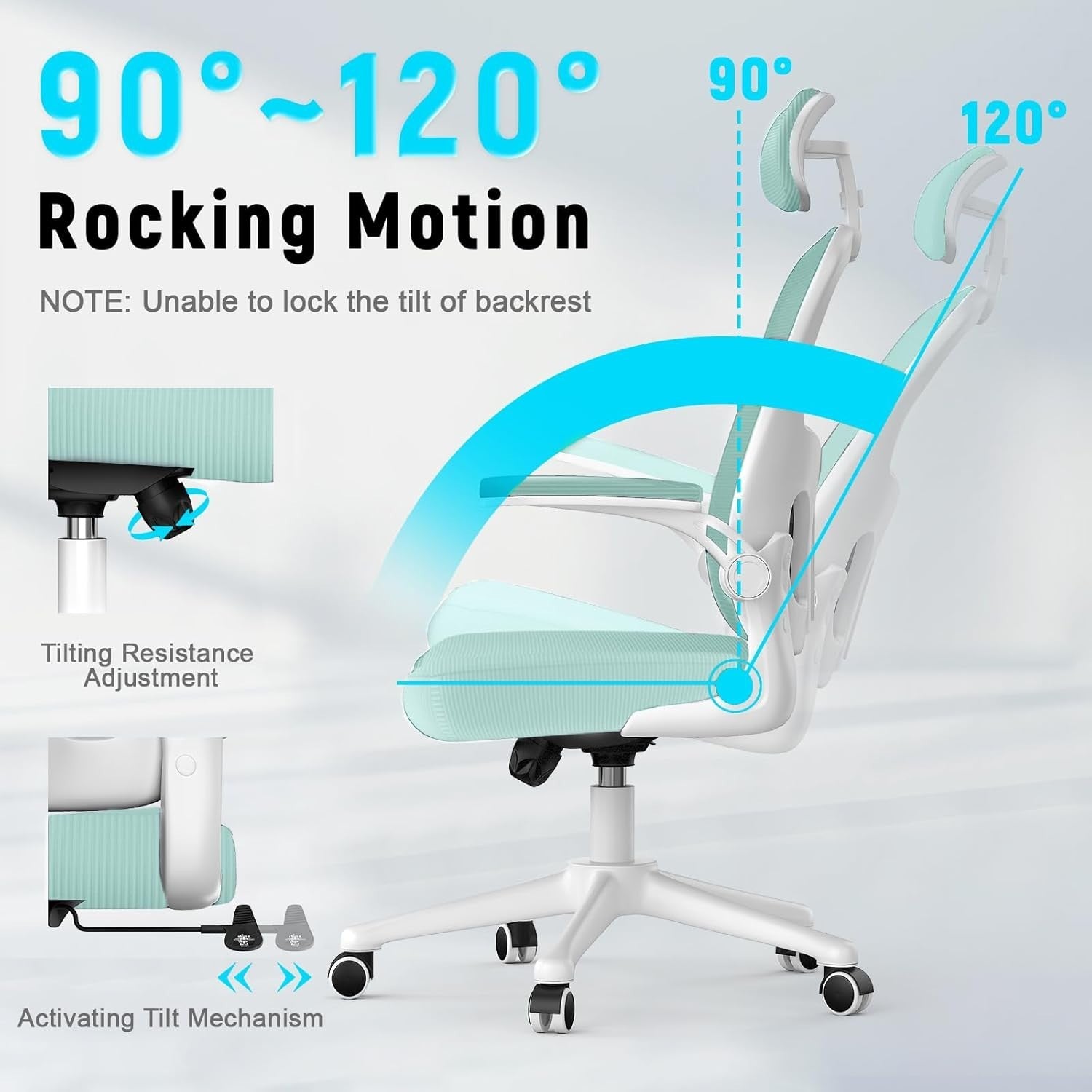 Green Ergonomic Office Chair Mesh Back Adjustable Height Lumbar Arm Rest Home De - Kwikley