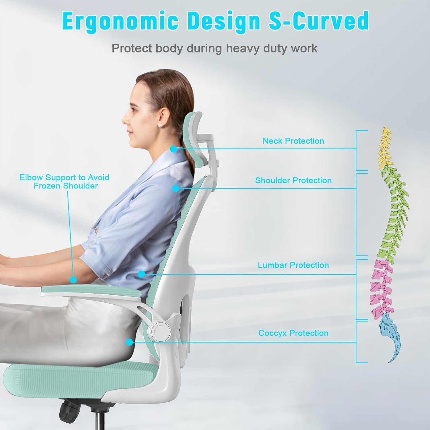 Green Ergonomic Office Chair Mesh Back Adjustable Height Lumbar Arm Rest Home De - Kwikley