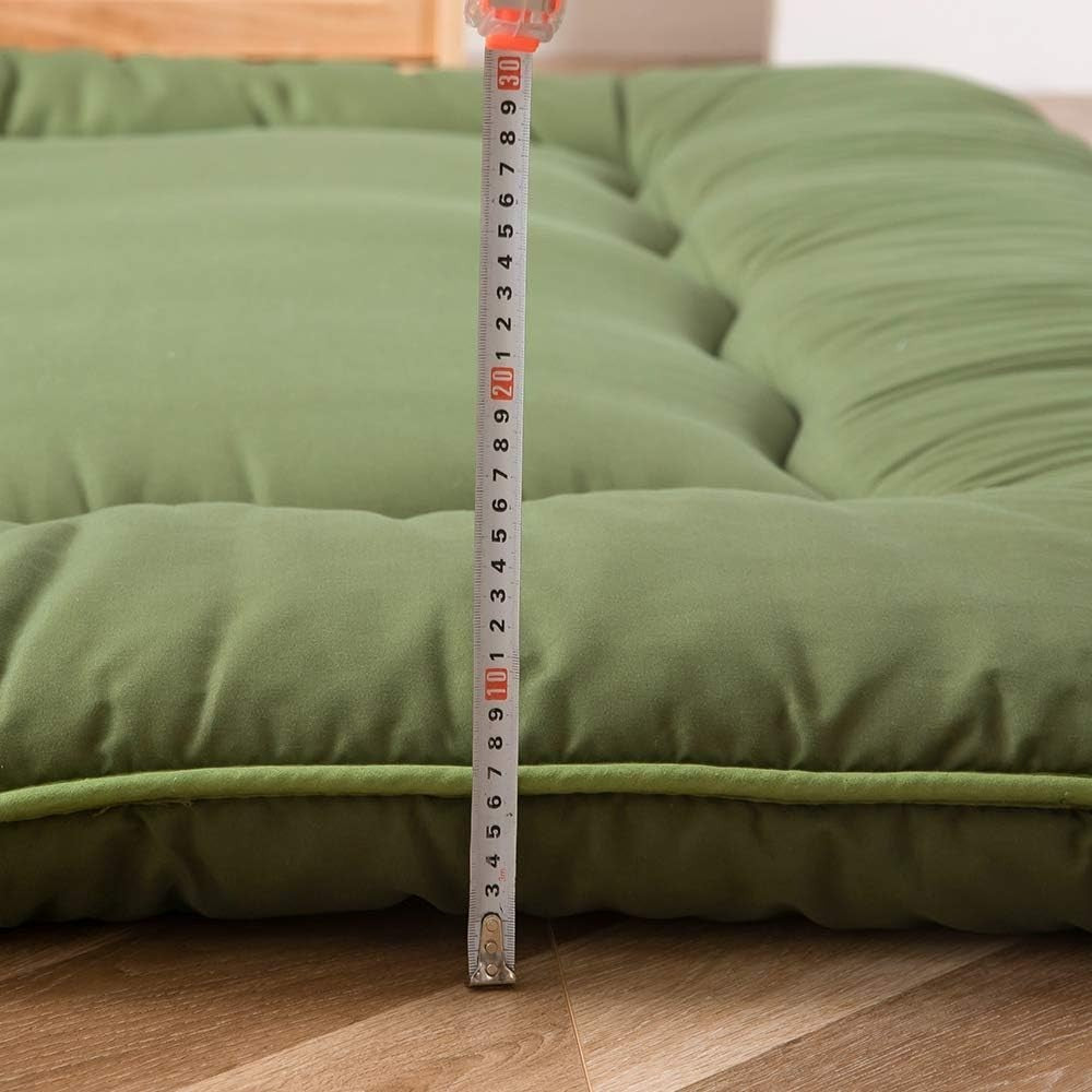 Green Foldable Futon Mattress | Thick Tatami Sleep Pad, Portable Lounger - Kwikley