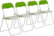 Green Folding Chairs Padded Metal Frame Set of 4 Space Saving - Kwikley