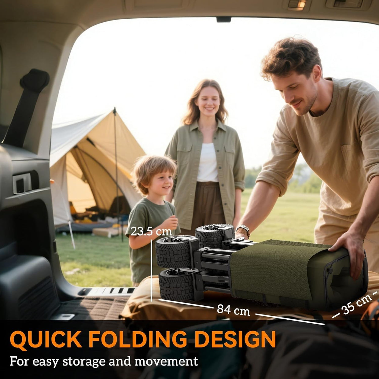 Green Folding Garden Trolley 100kg Heavy Duty Collapsible Camping Utility Wagon - Kwikley