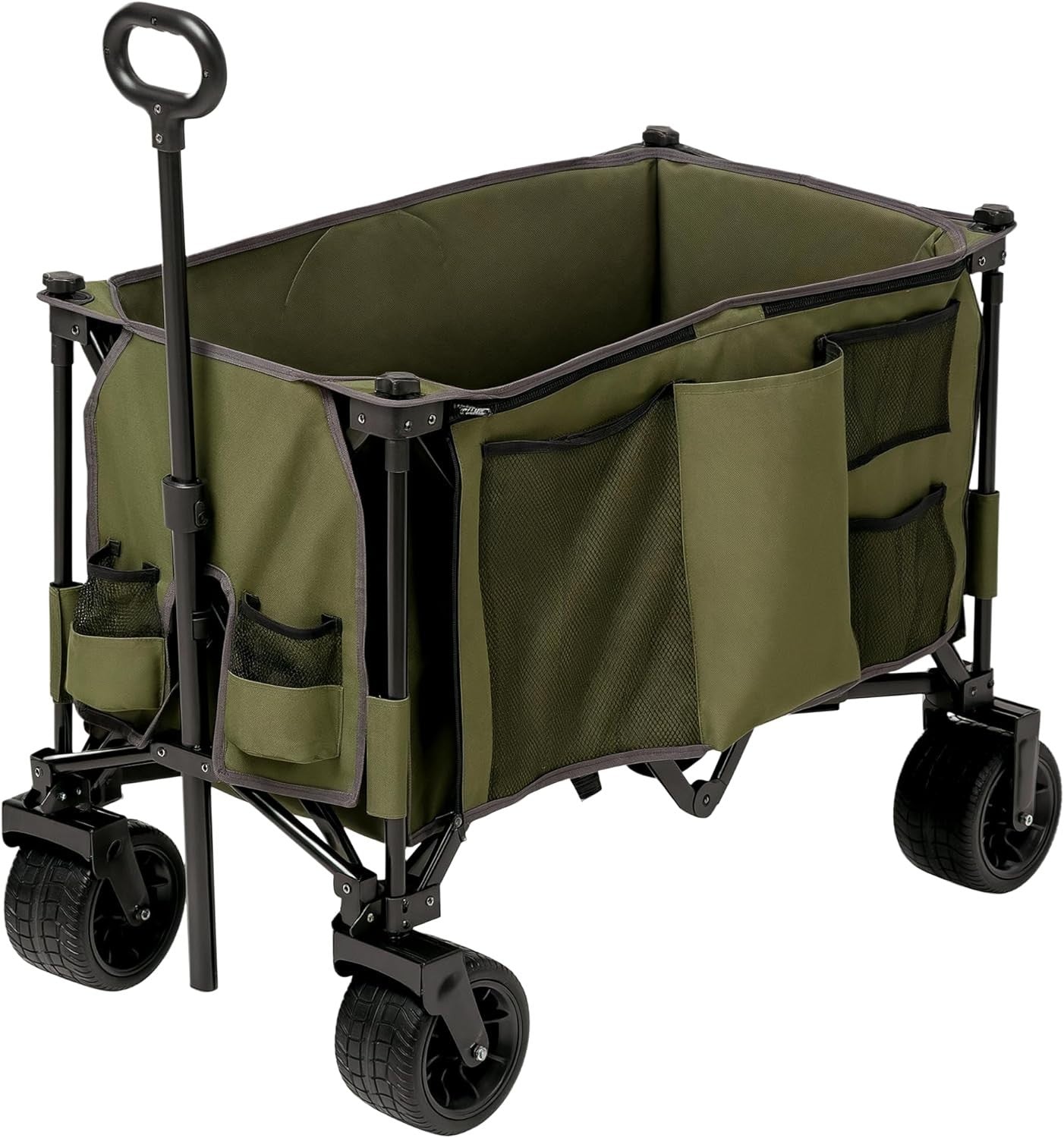 Green Folding Garden Trolley 100kg Heavy Duty Collapsible Camping Utility Wagon - Kwikley