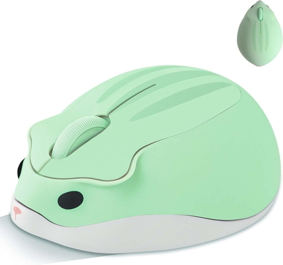 Green Hamster Wireless Mouse Silent 1200DPI Cute USB Laptop PC - Kwikley