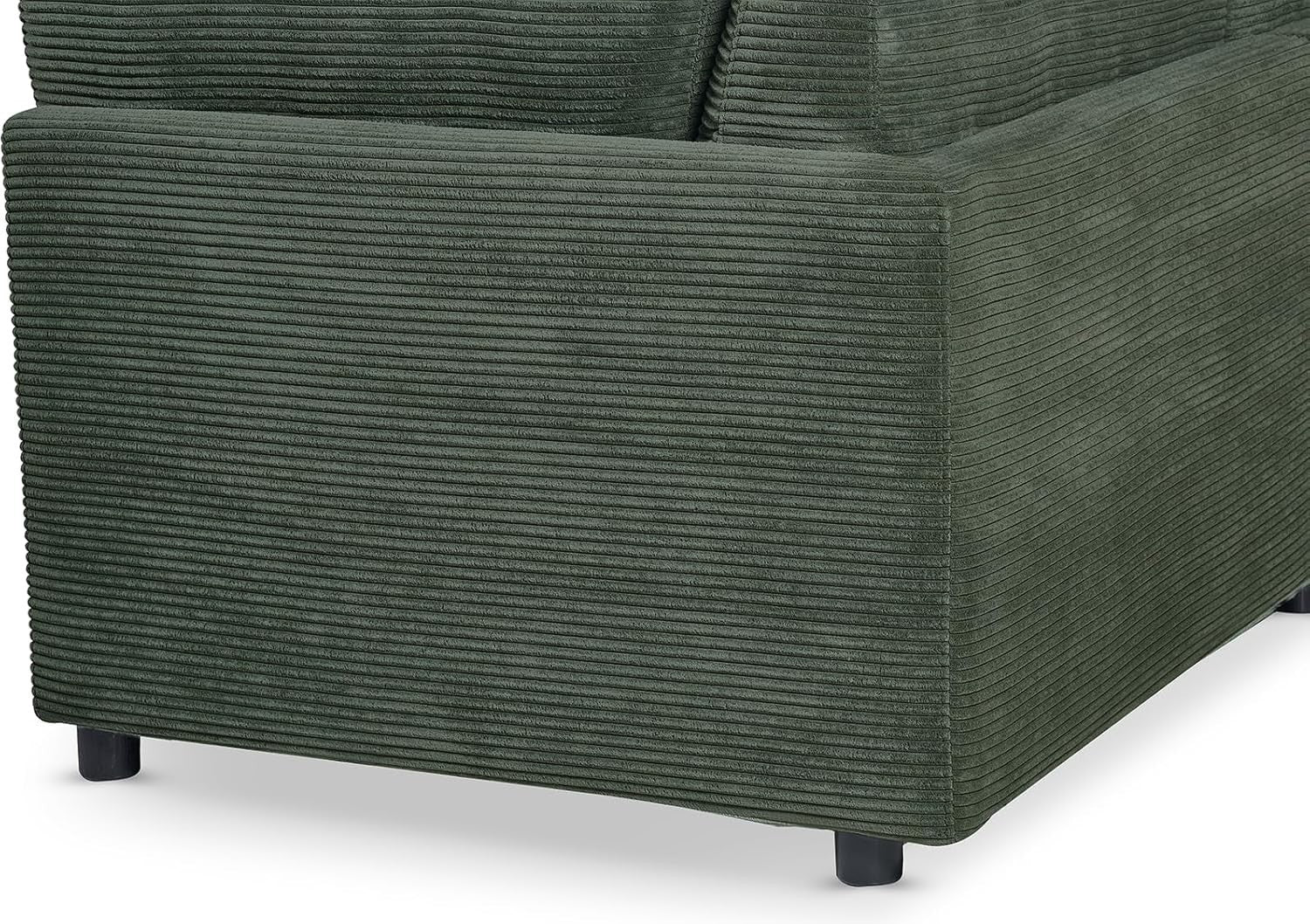 Green Jumbo Cord Modular 5 Seater L Shaped Sofa – Removable Covers - Kwikley