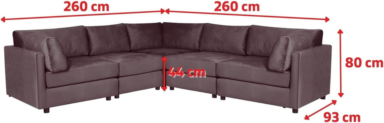 Green Jumbo Cord Modular 5 Seater L Shaped Sofa – Removable Covers - Kwikley