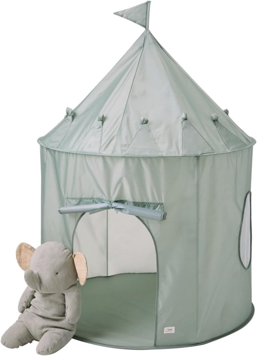 Green Kids Indoor Play Tent Pop Up Fort Modern Eco Fabric - Kwikley