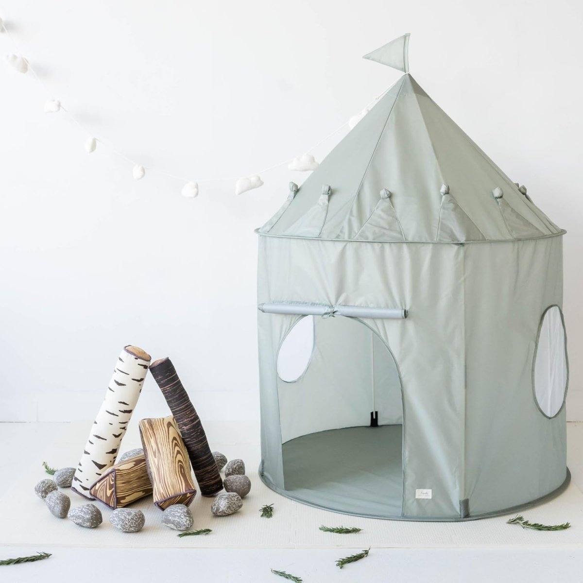 Green Kids Indoor Play Tent Pop Up Fort Modern Eco Fabric - Kwikley