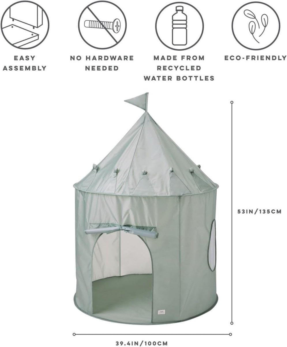Green Kids Indoor Play Tent Pop Up Fort Modern Eco Fabric - Kwikley