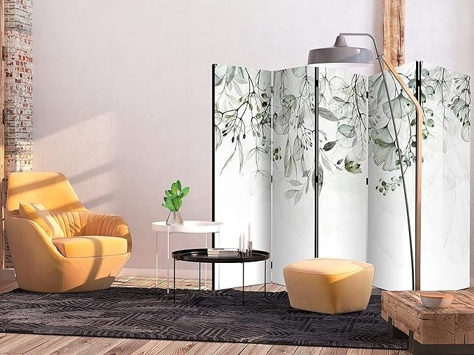Green Leaf 5 Panel Room Divider 225x172cm Double Side Folding Screen - Kwikley