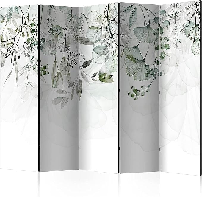 Green Leaf 5 Panel Room Divider 225x172cm Double Side Folding Screen - Kwikley