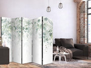 Green Leaf 5 Panel Room Divider 225x172cm Double Sided Folding Screen - Kwikley