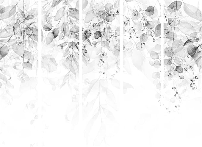 Green Leaf 5 Panel Room Divider 225x172cm Single Sided Fold Screen - Kwikley