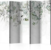 Green Leaf 5 Panel Room Divider 225x172cm Single Sided Folding Screen - Kwikley