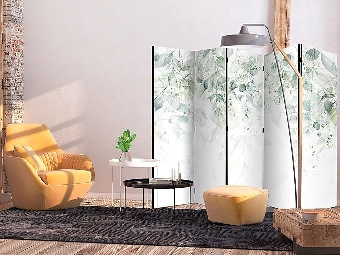 Green Leaf Acoustic Room Divider 225x172cm Double Sided Folding Screen - Kwikley
