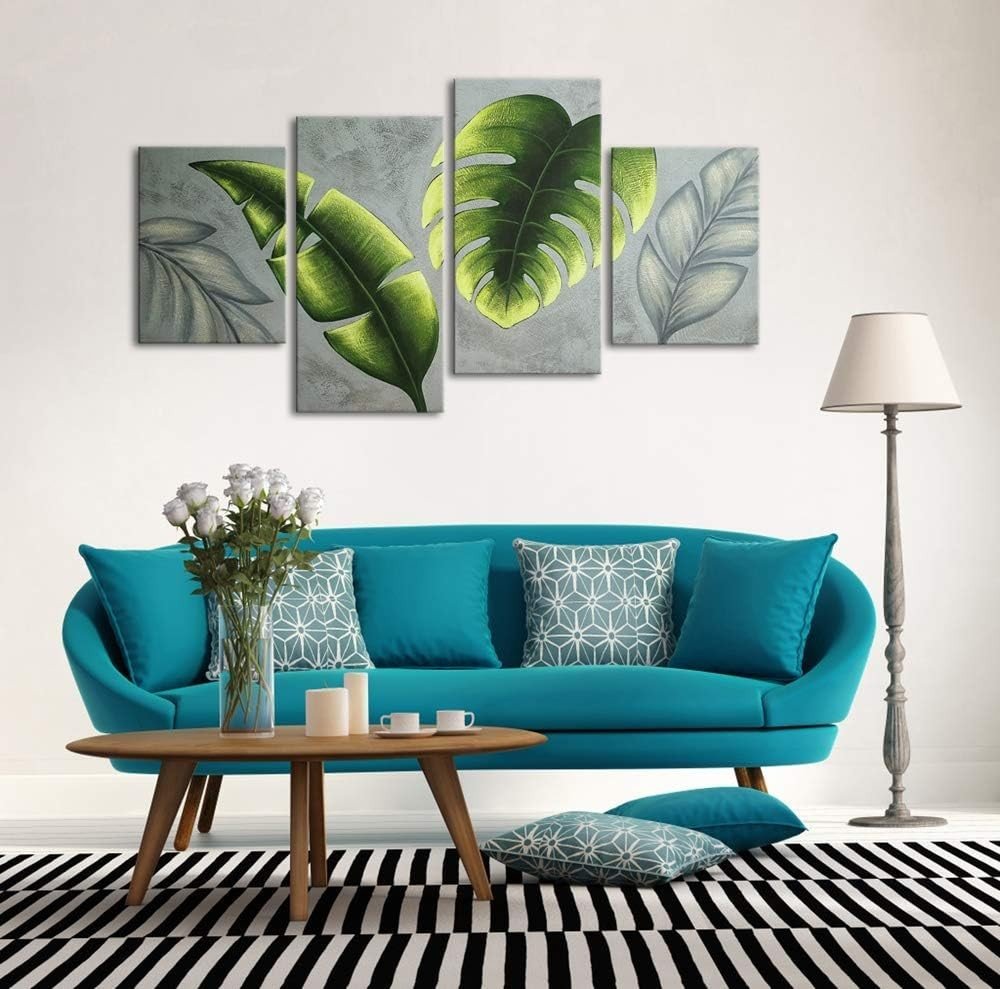 Green Leaves 5 - Panel Canvas Wall Art 30x40cm Modern Botanical Decor - Kwikley