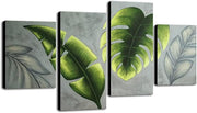 Green Leaves 5 - Panel Canvas Wall Art 30x40cm Modern Botanical Decor - Kwikley