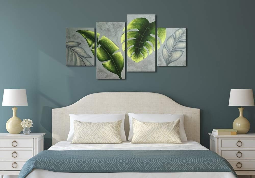 Green Leaves 5 - Panel Canvas Wall Art 30x40cm Modern Botanical Decor - Kwikley