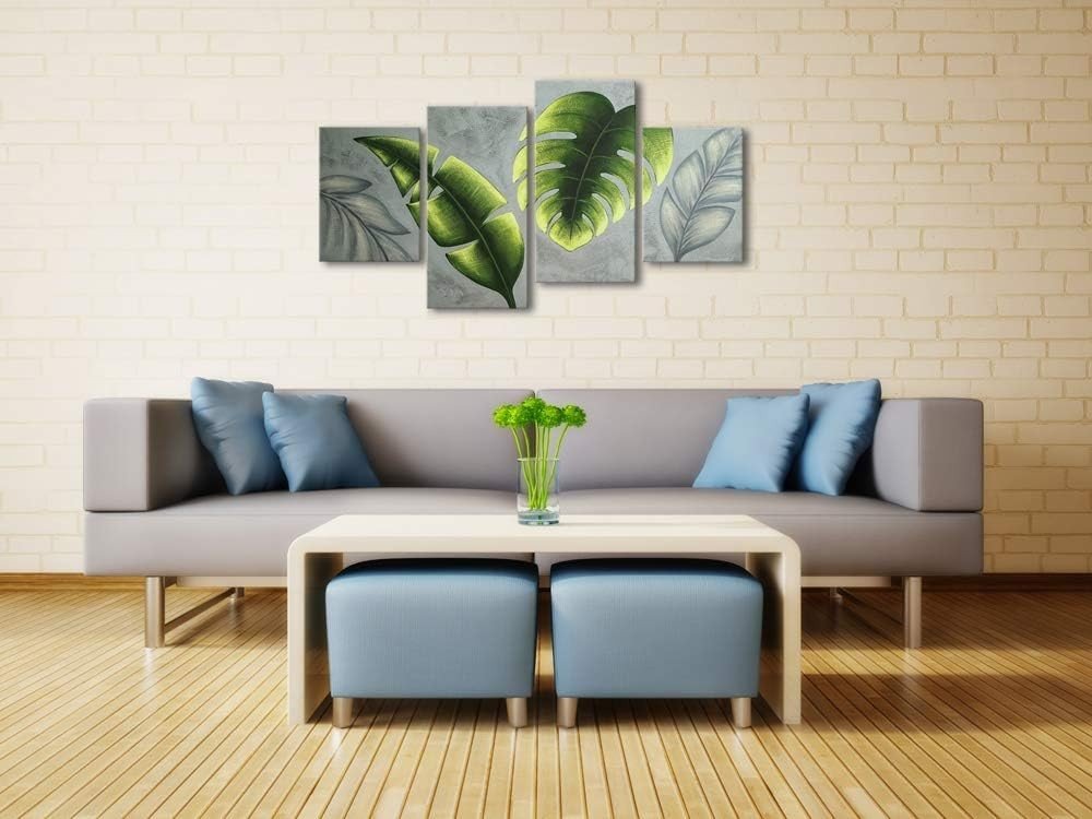 Green Leaves 5 - Panel Canvas Wall Art 30x40cm Modern Botanical Decor - Kwikley