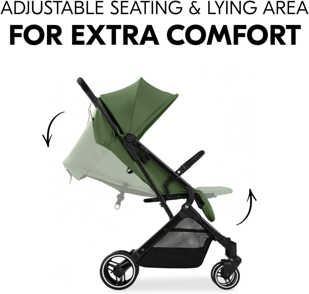 Green Lightweight Travel Pushchair One Hand Fold Reclining 22kg - Kwikley