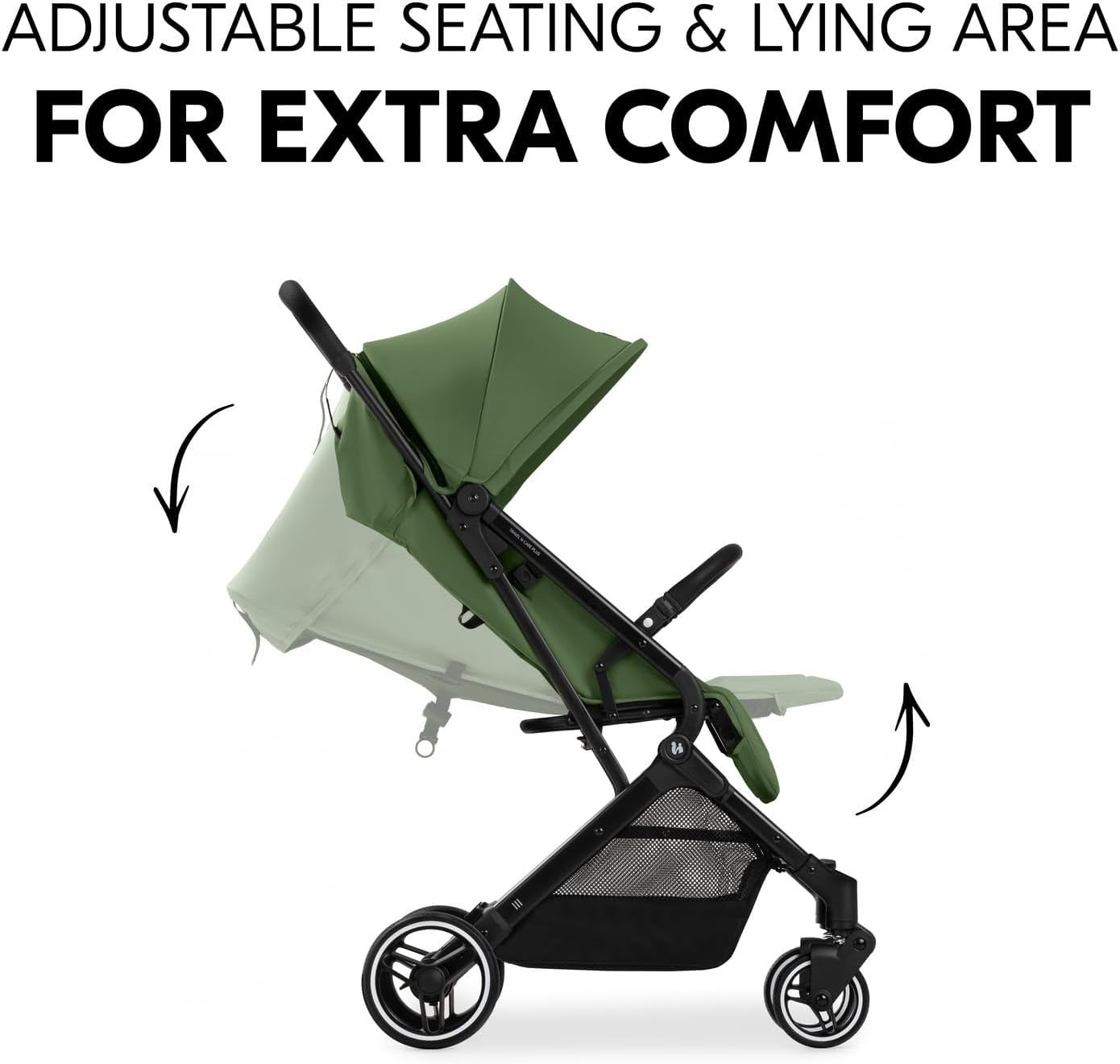 Green Lightweight Travel Pushchair One Hand Fold Reclining 22kg - Kwikley