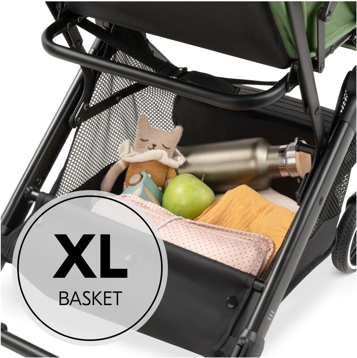 Green Lightweight Travel Pushchair One Hand Fold Reclining 22kg - Kwikley