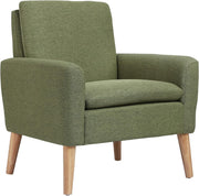 Green Linen Accent Armchair Comfy Lounge Chair for Home Office Bedroom - Kwikley