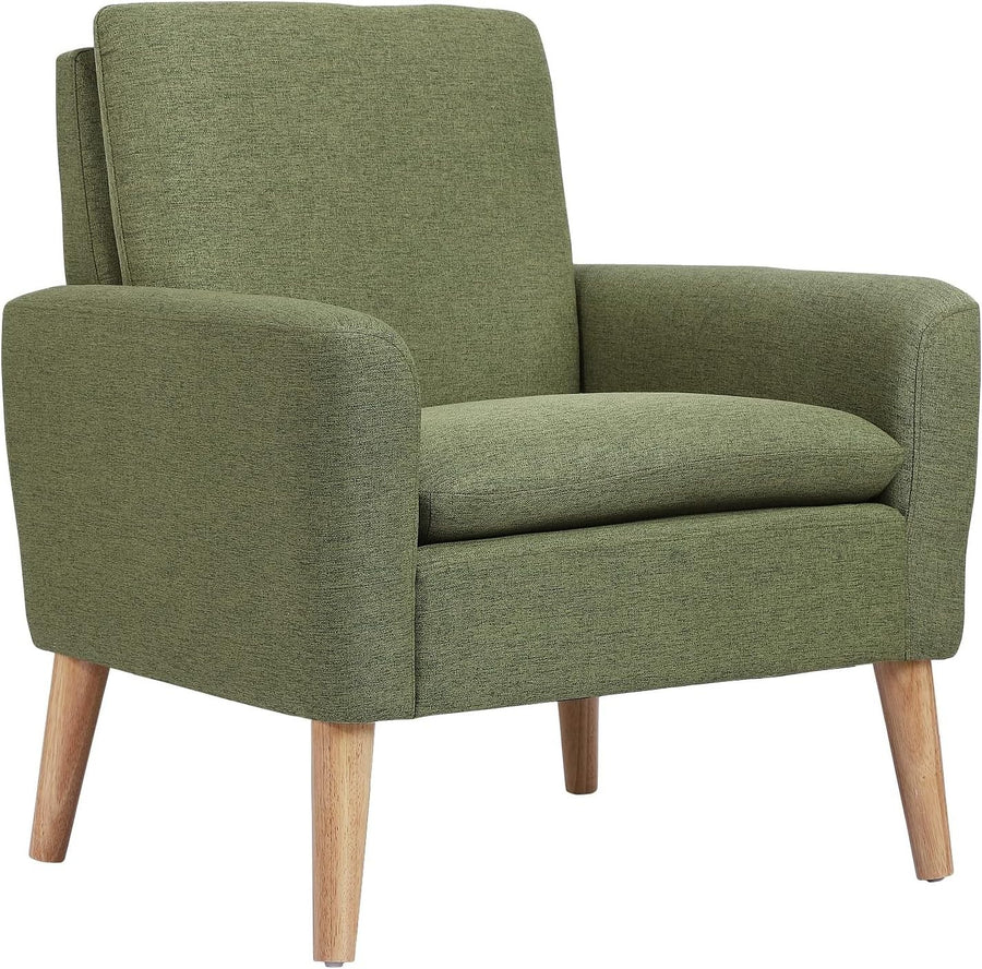 Green Linen Accent Armchair Comfy Lounge Chair for Home Office Bedroom - Kwikley