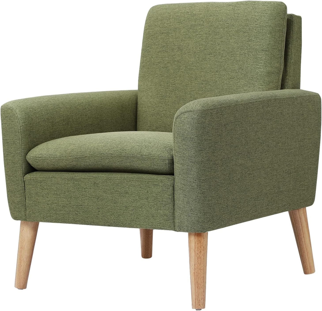 Green Linen Accent Armchair Comfy Lounge Chair for Home Office Bedroom - Kwikley