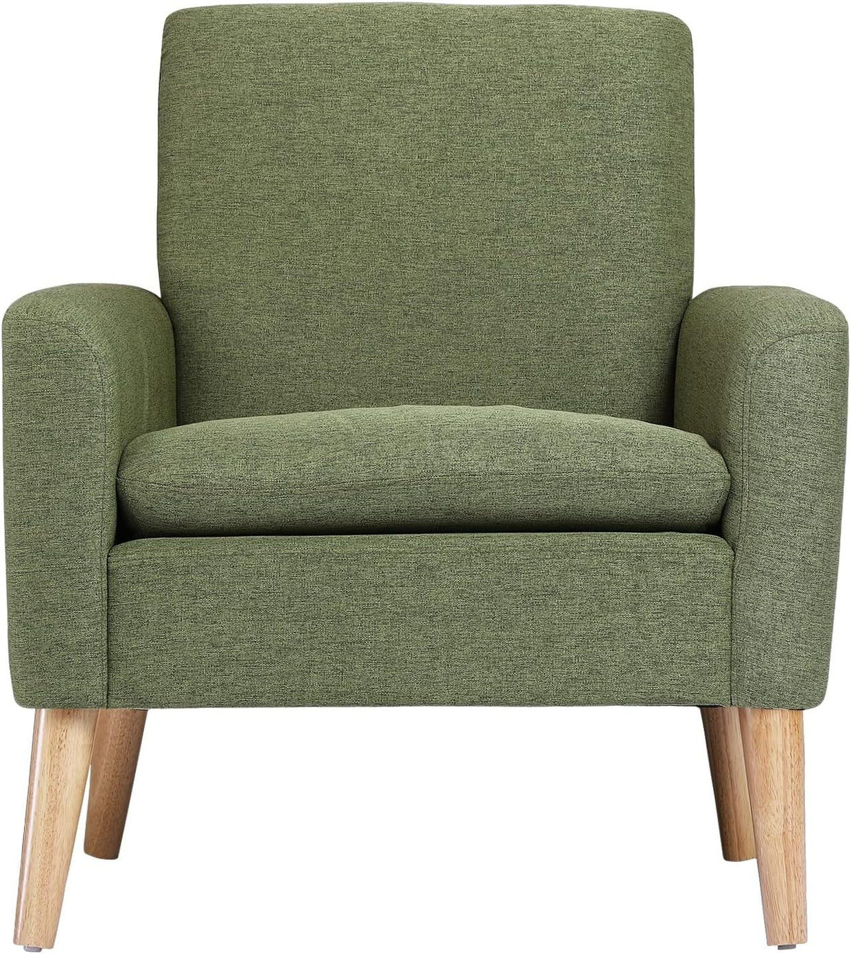 Green Linen Accent Armchair Comfy Lounge Chair for Home Office Bedroom - Kwikley