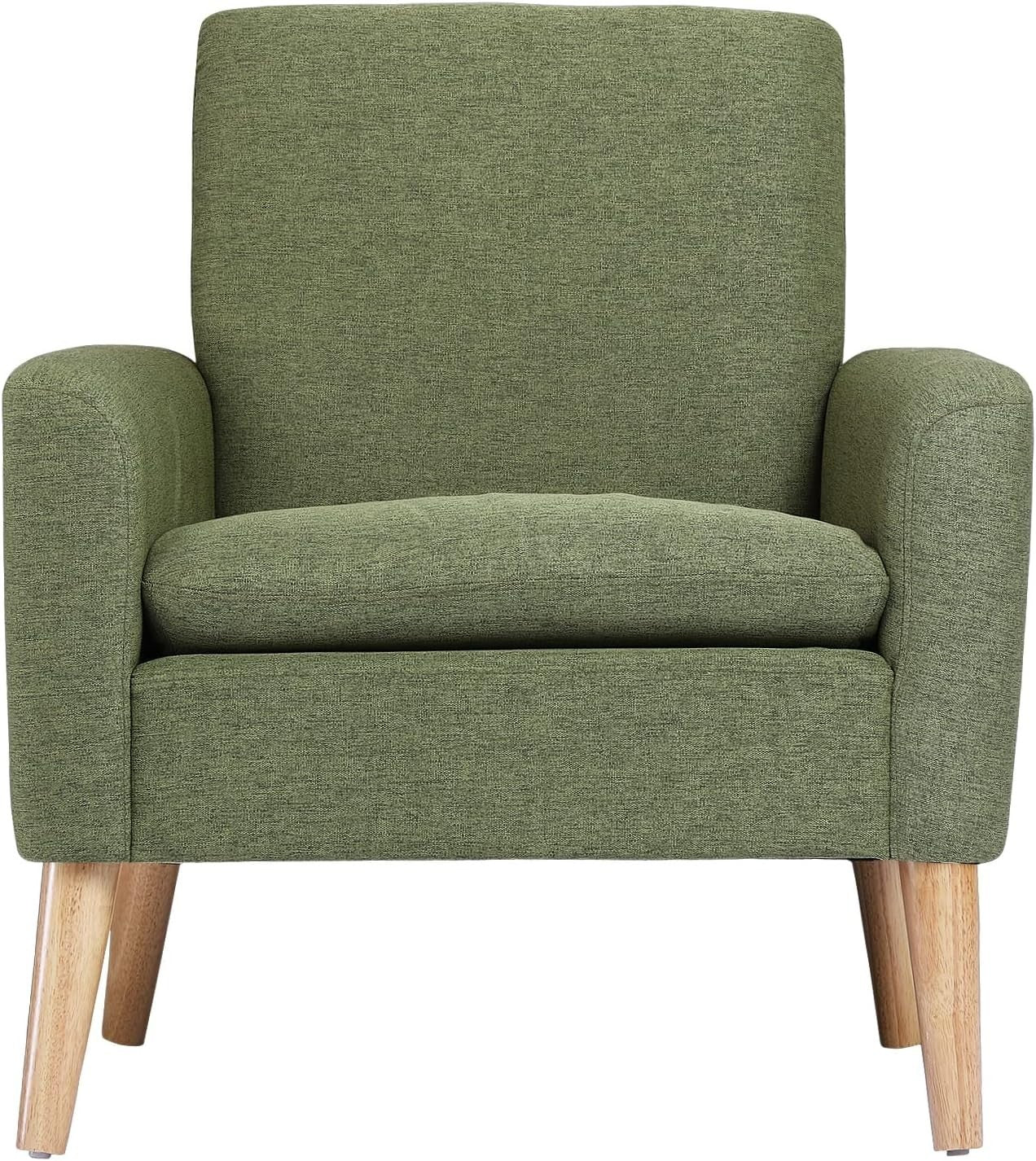 Green Linen Accent Armchair Comfy Lounge Chair for Home Office Bedroom - Kwikley
