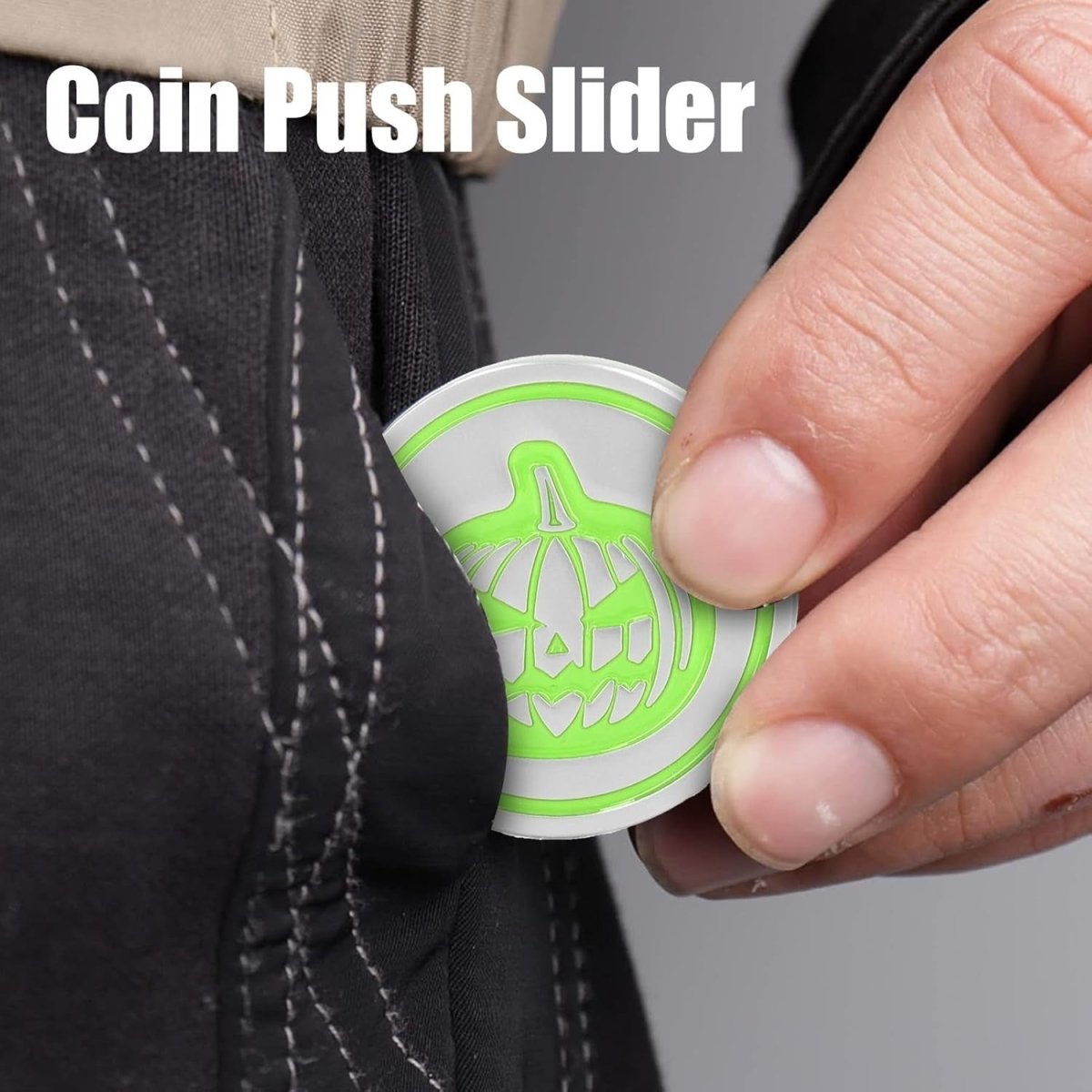 Green Metal Pumpkin Fidget Slider Click Stress Relief ADHD Sensory Toy - Kwikley